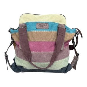 Kaukko Canvas Crossbody Tote Bag Multicolor with Double Handles  | New With Tags